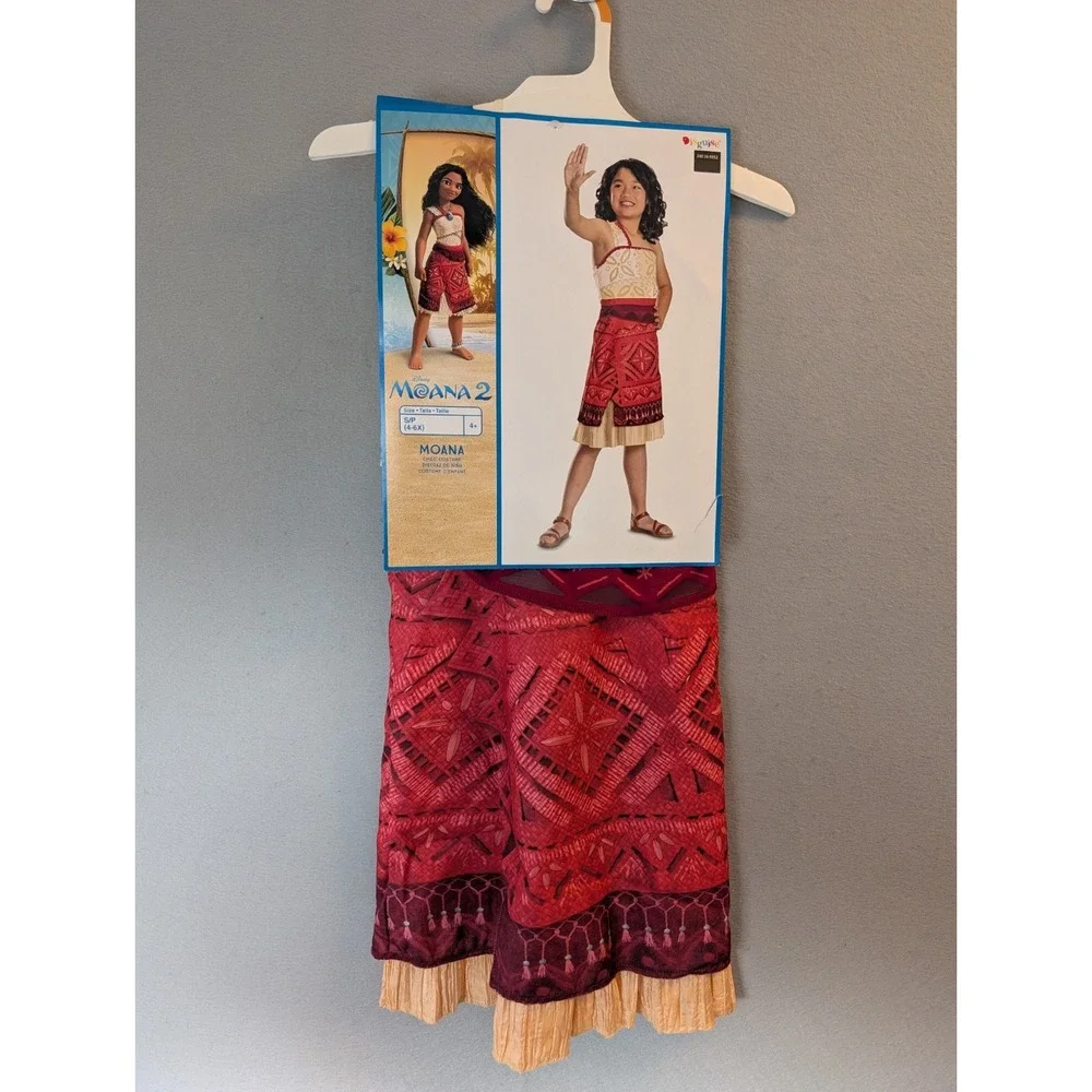 NEW Disney Moana 2 Girls Dress Costume Small Size‎ 4-6 Pretend Play Halloween - Picture 2 of 12